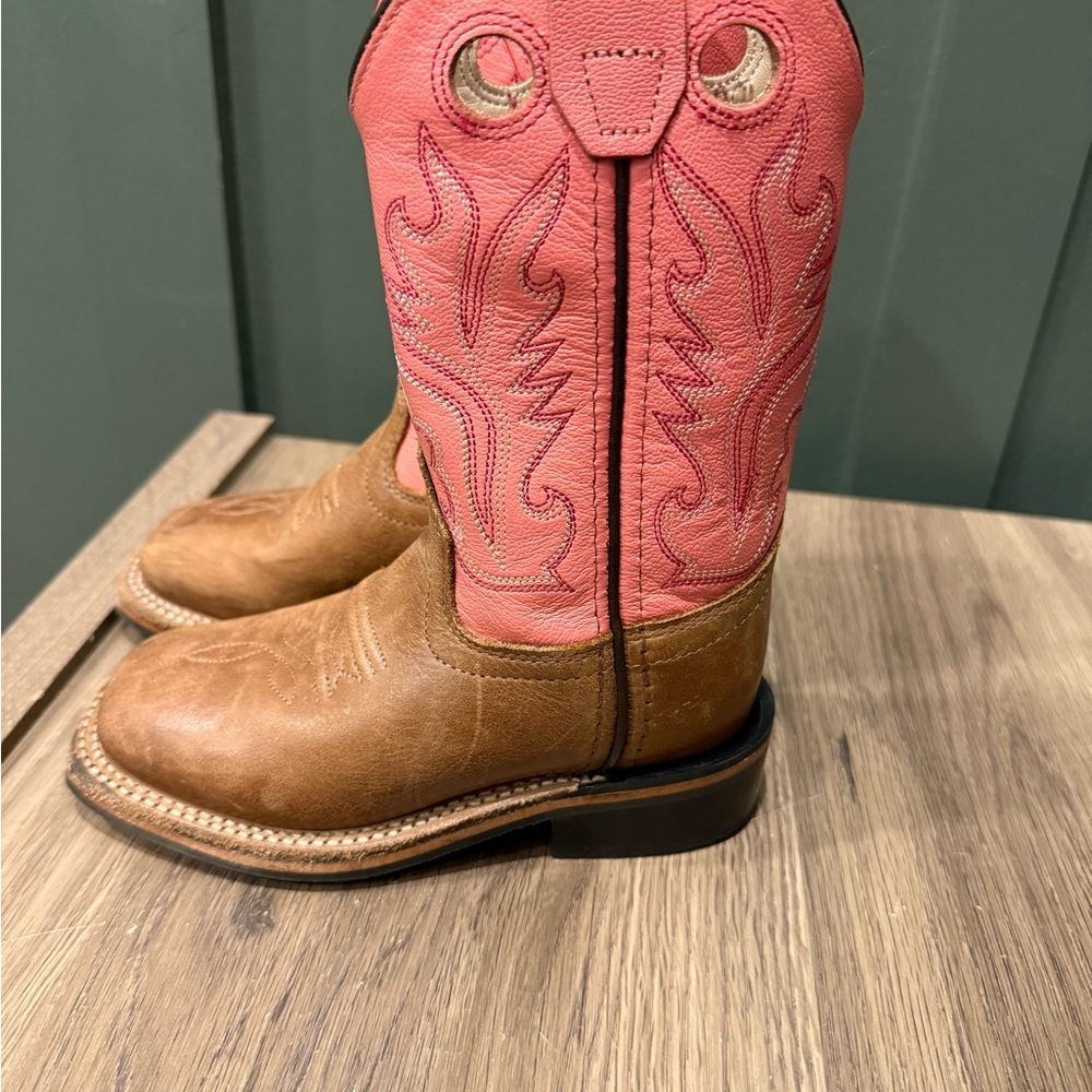 Toddler Old West Pink and Tan Leather Boots